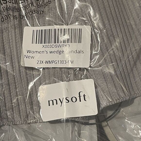 mysoft Womens Knit Platform Sandals Size 9 Gray Summer Slip On Open Toe - Picture 8 of 9